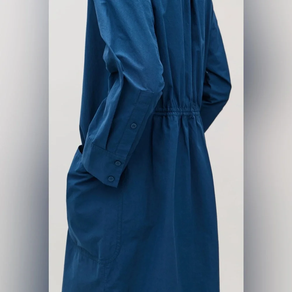 COS Blue Long Jacket with Gathered Back Size 2 - Picture 3 of 13